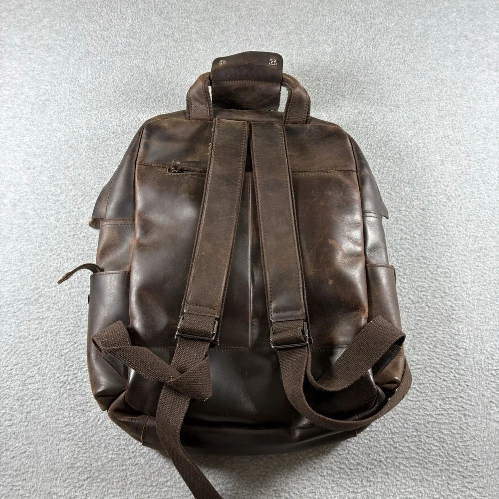 Vintage Crazy Horse Brown Leather Backpack Multi Pocket Utility Laptop Rucksack⁠
